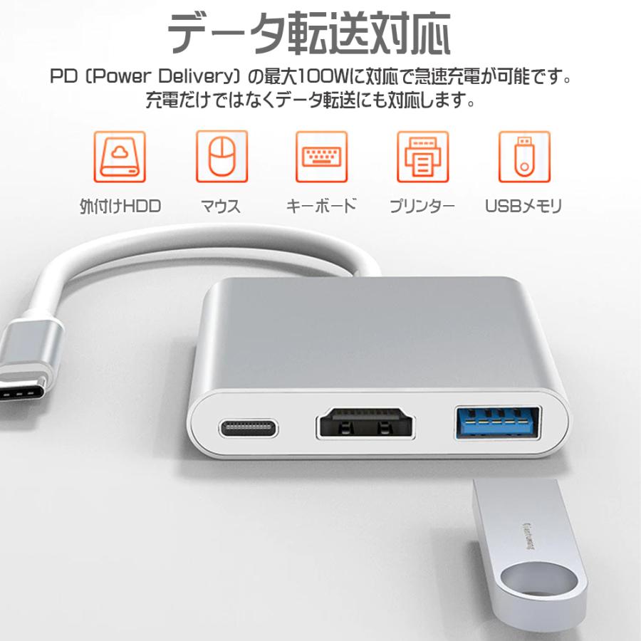 USBハブ ブラック Type-C 3in1 PD100W対応 4K対応HDMIポート USB3.0ポート 90日保証[M便 1/3]｜e-auto-fun-store｜07