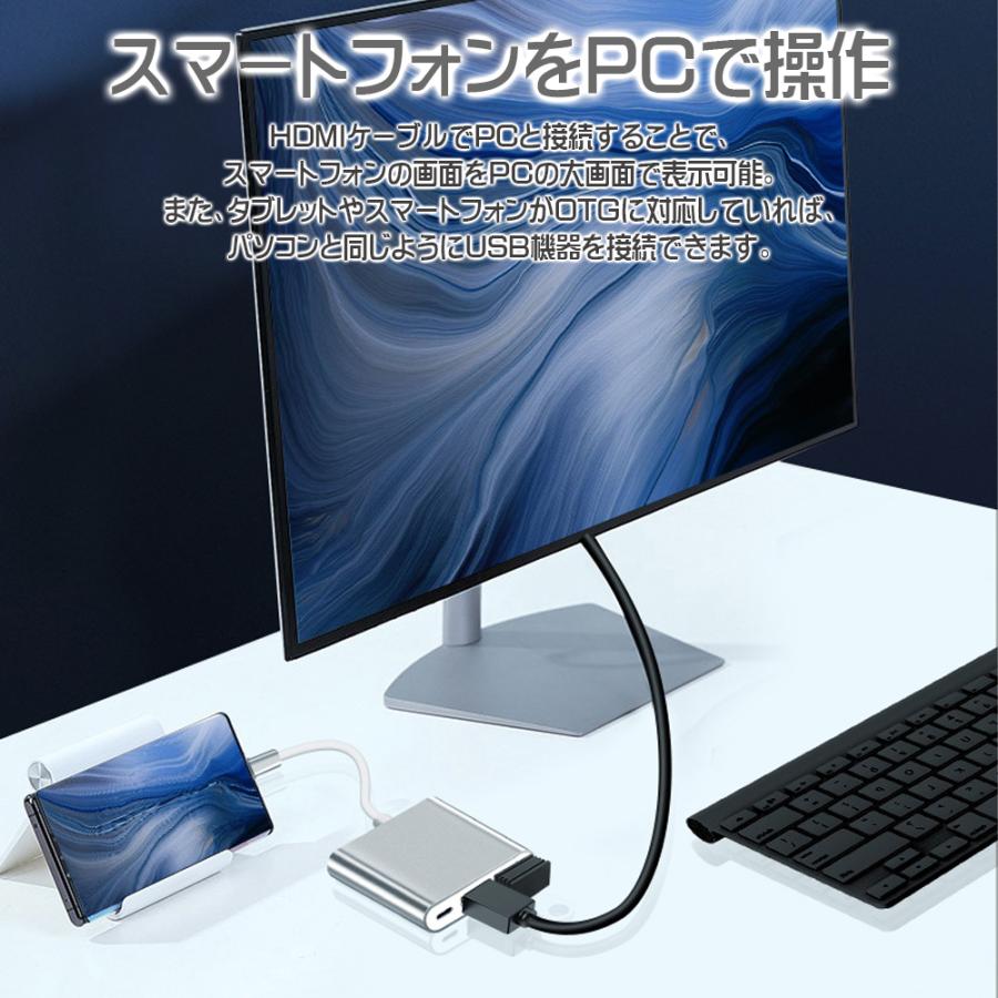 Life Ideas USBハブ シルバー Type-C 3in1 PD100W対応 4K対応HDMI