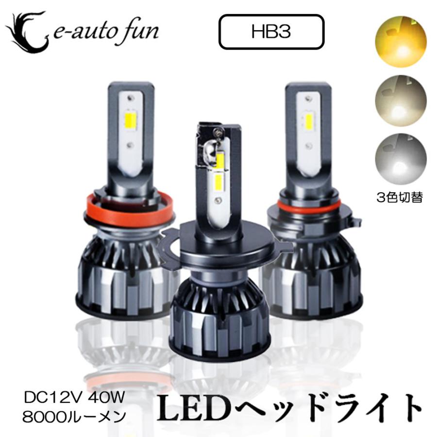 e-auto fun LEDヘッドライト HB3 DC12V 40W 8000ルーメン 3000K/4300K