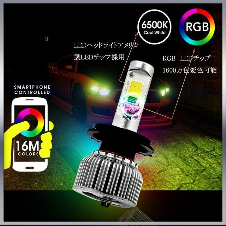 e-auto fun LEDヘッドライト H7 12V 60W 6000ルーメン RGB 1600万色