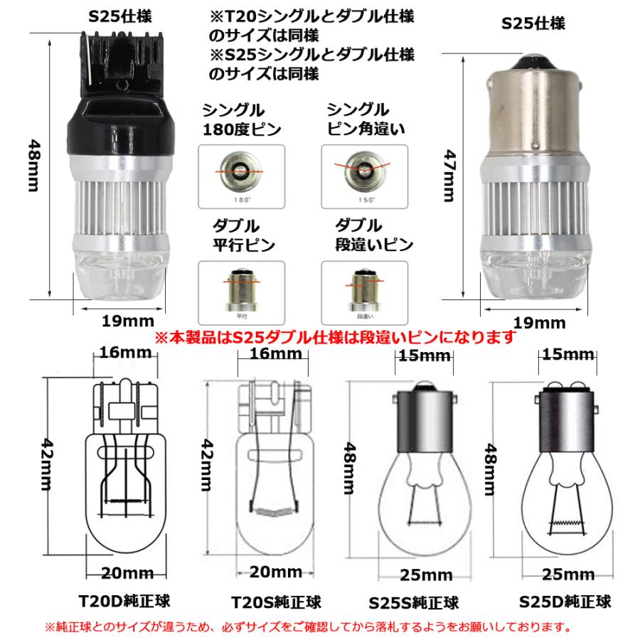 e-auto fun LEDバルブ S25ダブル 段違いピン レッド DC12V/24V兼用 6W
