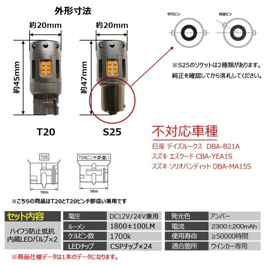 LEDバルブ ウインカー専用 T20シングル アンバー 12V/24V 60W 3600ルーメン ファン/抵抗/キャンセラー内蔵 2本 1年保証[M便 1/4]｜e-auto-fun-store｜06