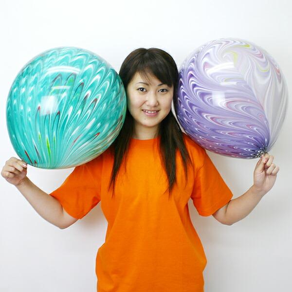 40cmゴム製パンチボール 孔雀柄 （50個) ゴム付 /動画有 : 風船