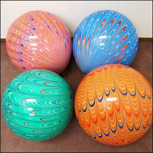 40cmゴム製パンチボール　孔雀柄　（50個)　ゴム付｜e-balloon｜03