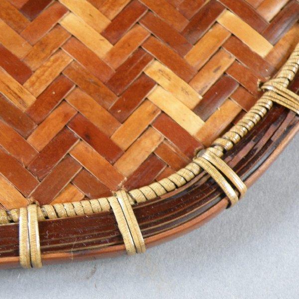 ランチョンマット 折敷 半月盆 網代編み 煤竹 : 北の竹工房 - 通販