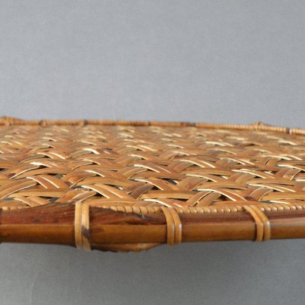 鉄線編み ランチョンマット 折敷 煤竹 燻煙根曲がり竹 千島笹 : 北の竹