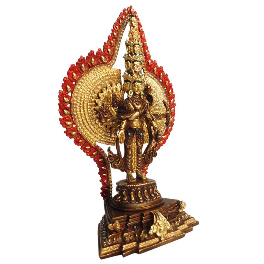 仏像 ネパール仏像 銅製 十一面千手千眼観音像菩薩26 : アジア雑貨