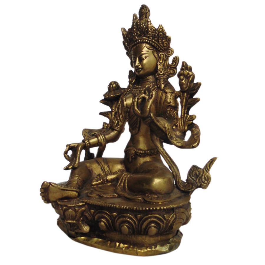 ファッションのファッションの仏像 ネパール仏像 真鍮製 グリーン