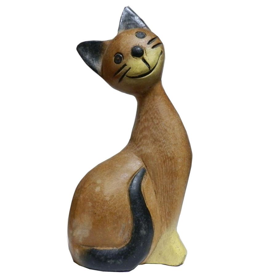 木彫り アジアン雑貨 ペアーねこの木彫り25 : アジア雑貨ビンゴ - 通販