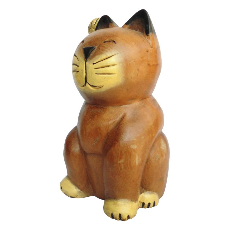 木彫り アジアン雑貨 木彫りの招き猫ちゃん・中 5 : アジア雑貨ビンゴ