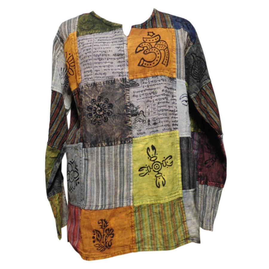 メンズシャツ アジアン衣料 コットン ネパール メンズ パッチワークシャツ3 Nmp 3 アジア雑貨ビンゴ 通販 Yahoo ショッピング