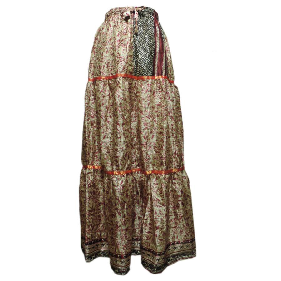 スカート　アジアン衣料　ネパール・シルク・スカート13　クリックポスト選択　送料200円｜e-bingo