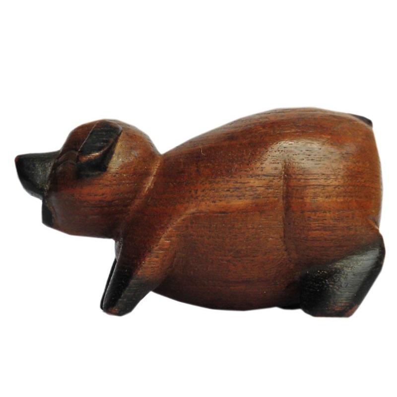 木彫り アジアン雑貨 ぶたさんの木彫り1 : アジア雑貨ビンゴ - 通販