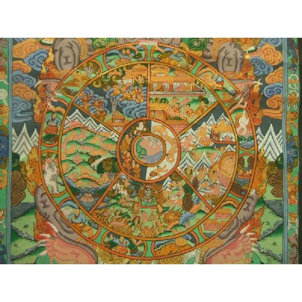 輪廻 図 六道輪廻図 Wheel of Life タンカ 仏画 曼荼羅 チベット-B