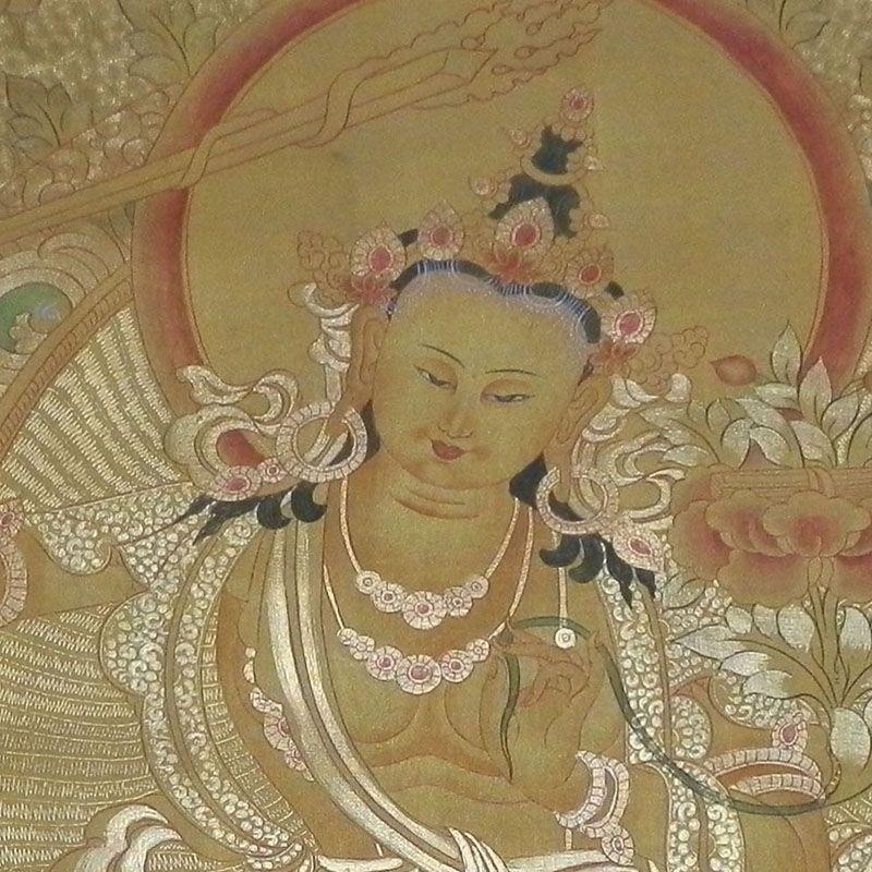 文殊菩薩：タンカサイズ49cm×64cm タンカ 仏画 文殊菩薩 | www