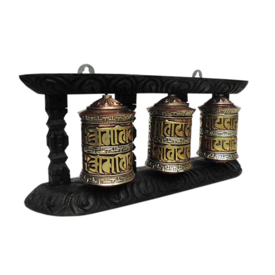 仏具 ネパール仏具 卓上3連 マニ車14 : アジア雑貨ビンゴ - 通販