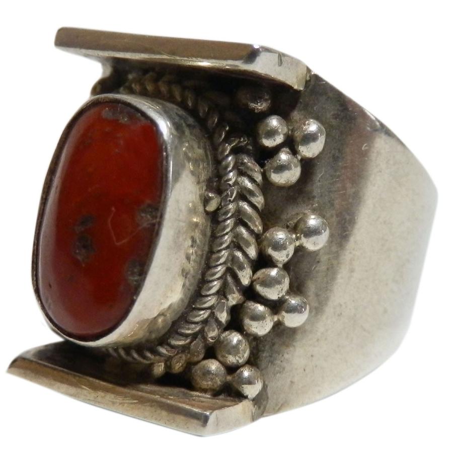 山珊瑚リングシルバー925・21号サイズ