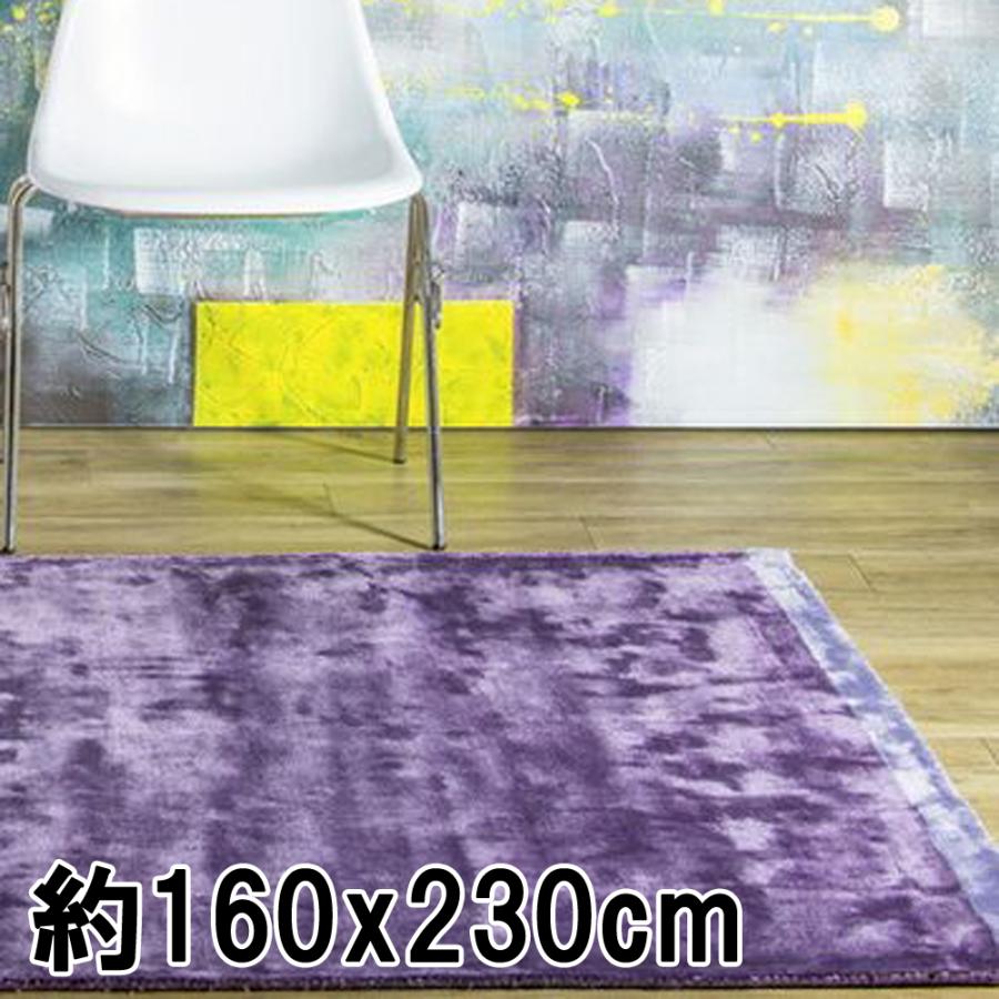 ラグ カーペット 秋 冬 160x230 手織り(手機) 絨毯 話題のSDGs素材 ヴィスコース 人工 シルク DYNASTY BORDER おしゃれ パープル リビング 寝室 オールシーズン | EーBLIND