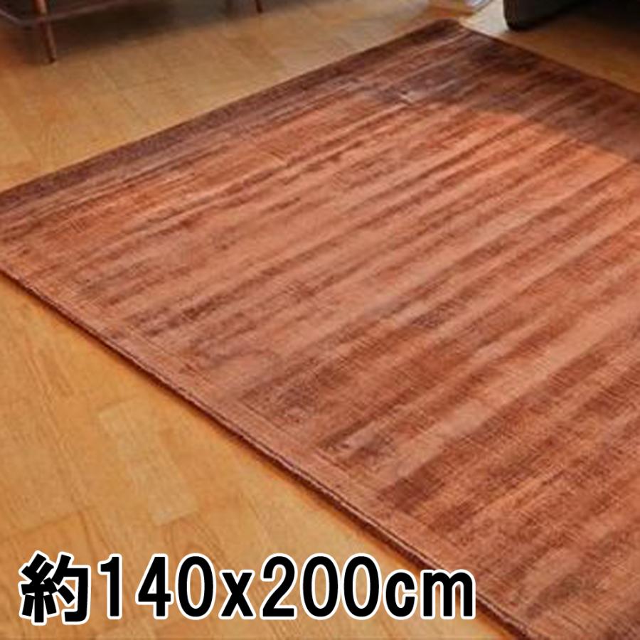 ラグ カーペット 秋 冬 140x200 手織り(手機) 絨毯 話題のSDGs素材 ヴィスコース 人工 シルク DYNASTY BORDER おしゃれ ブラウン リビング 寝室 オールシーズン | EーBLIND
