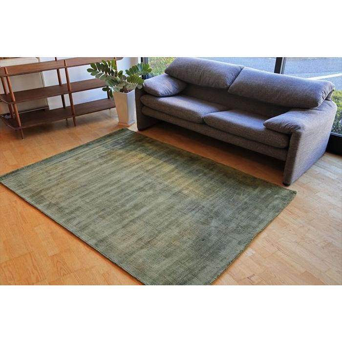 ラグ ラグマット 約1.5畳 140x200cm グリーン 手織り(手機) 絨毯 ヴィスコース DYNASTY ANTIQUE モダン | EーBLIND