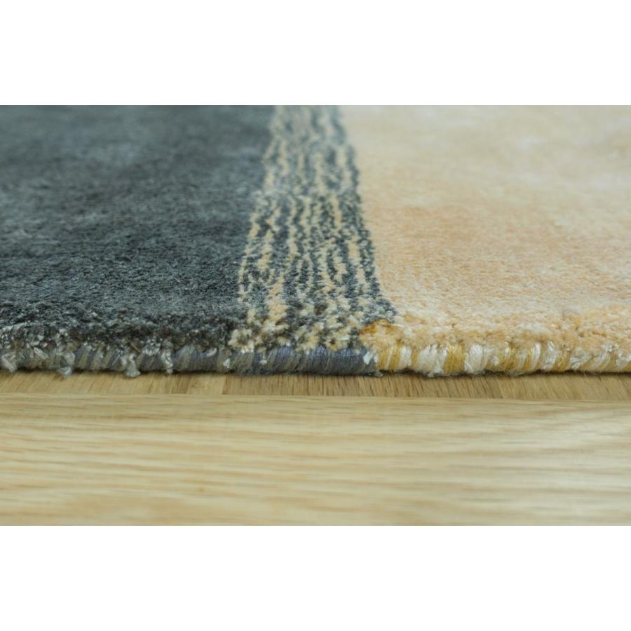 ラグ カーペット 秋 冬 140x200 手織り 絨毯 話題のSDGs素材 ヴィスコース 人工 シルク FADE STRIPE ブラック ブラウン おしゃれ リビング 寝室 オールシーズン | EーBLIND | 02