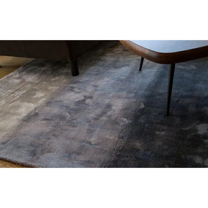 ラグ カーペット 秋 冬 140x200 手織り(手機) 絨毯 話題のSDGs素材 ヴィスコース 人工 シルク FADE STRIPE おしゃれ グレー リビング 寝室 オールシーズン | EーBLIND | 04