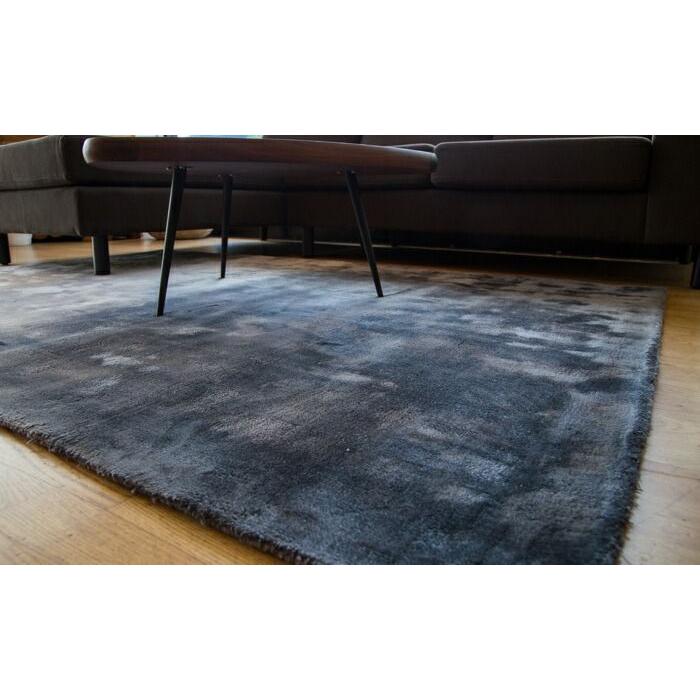 ラグ カーペット 秋 冬 160x230 手織り(手機) 絨毯 話題のSDGs素材 ヴィスコース 人工 シルク FADE STRIPE おしゃれ グレー リビング 寝室 オールシーズン | EーBLIND | 02