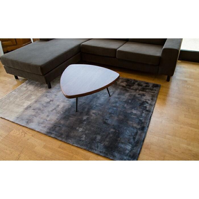 ラグ カーペット 秋 冬 160x230 手織り(手機) 絨毯 話題のSDGs素材 ヴィスコース 人工 シルク FADE STRIPE おしゃれ グレー リビング 寝室 オールシーズン | EーBLIND | 03