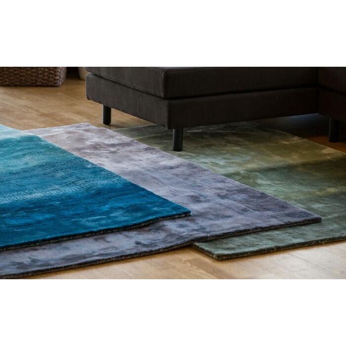 ラグ カーペット 秋 冬 160x230 手織り(手機) 絨毯 話題のSDGs素材 ヴィスコース 人工 シルク FADE STRIPE おしゃれ グレー リビング 寝室 オールシーズン | EーBLIND | 05