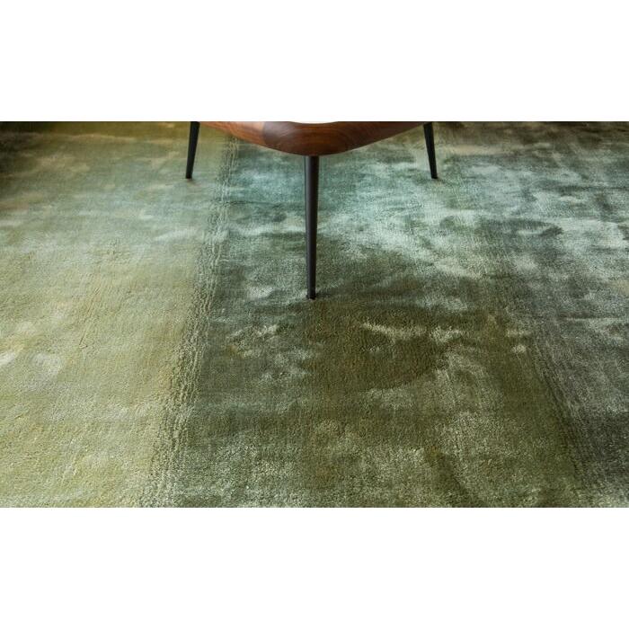 ラグ カーペット 秋 冬 140x200 手織り(手機) 絨毯 話題のSDGs素材 ヴィスコース 人工 シルク FADE STRIPE おしゃれ グリーン リビング 寝室 オールシーズン | EーBLIND | 03