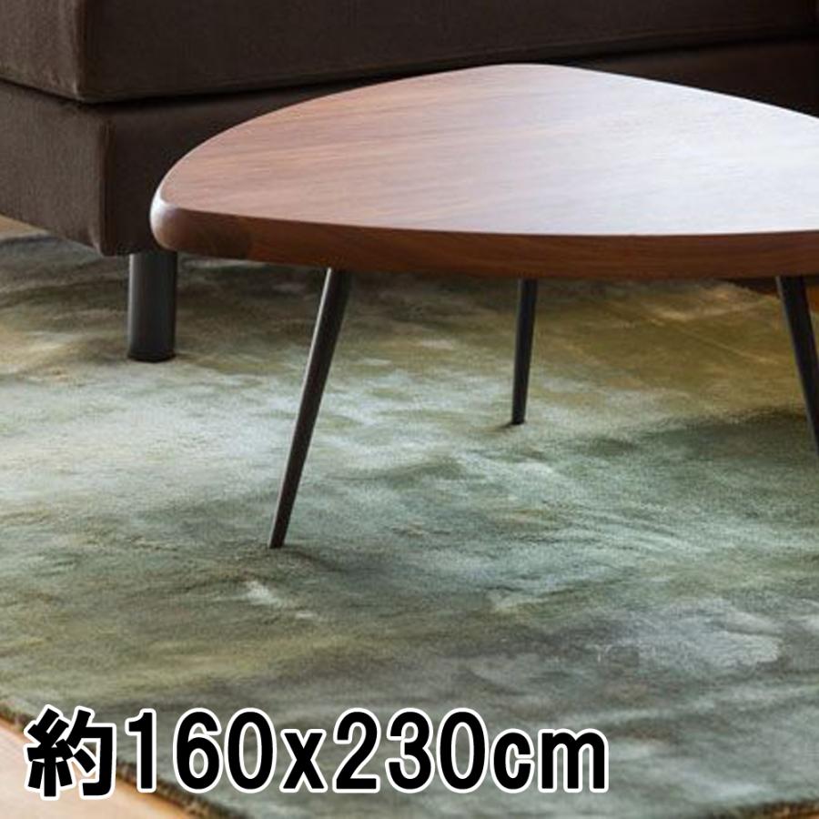 ラグ カーペット 秋 冬 160x230 手織り(手機) 絨毯 話題のSDGs素材 ヴィスコース 人工 シルク FADE STRIPE おしゃれ グリーン リビング 寝室 オールシーズン | EーBLIND