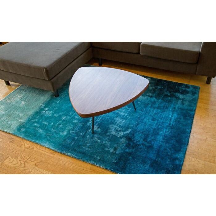 ラグ カーペット 秋 冬 160x230 手織り(手機) 絨毯 話題のSDGs素材 ヴィスコース 人工 シルク FADE STRIPE おしゃれ オーシャン リビング　オールシーズン | EーBLIND | 01