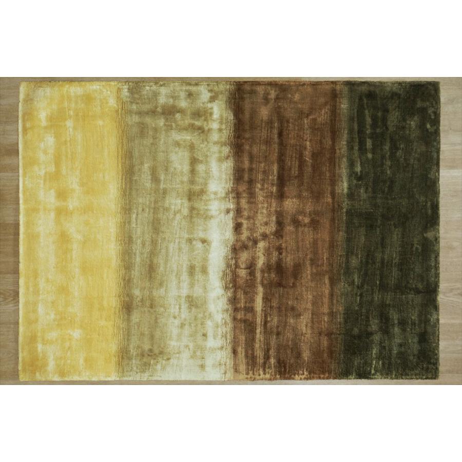 ラグ カーペット 秋 冬 160x230 手織り 絨毯 話題のSDGs素材 ヴィスコース 人工 シルク FADE STRIPE トープ おしゃれ リビング 寝室 オールシーズン | EーBLIND | 01