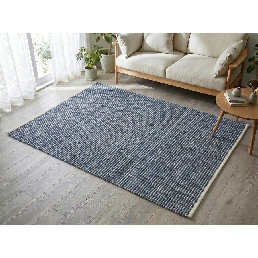 ラグ カーペット キリム 140x200 秋 冬 手織り エコ素材 JURO PLAIN ブルー 快適 おしゃれ 北欧 リビング 寝室 オールシーズン 絨毯 柔らかい 暖かい | EーBLIND | 01