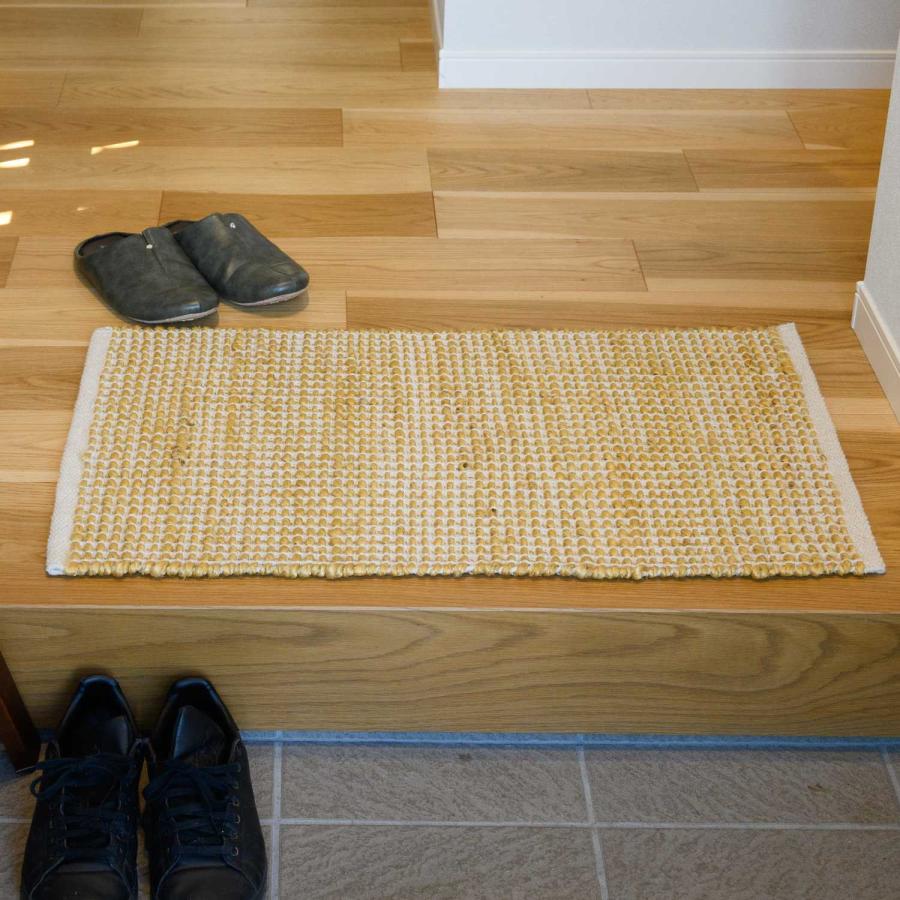 ラグ カーペット キリム 50x80 秋 冬 手織り エコ素材 JURO PLAIN マスタード 快適 おしゃれ 北欧 玄関 マット オールシーズン 絨毯 柔らかい 暖かい | EーBLIND
