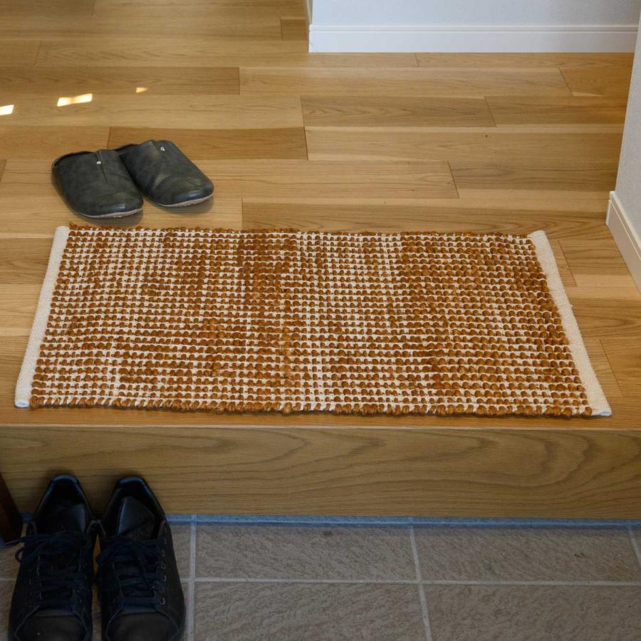 ラグ カーペット キリム 50x80 秋 冬 手織り エコ素材 JURO PLAIN オレンジ 快適 おしゃれ 北欧 玄関 マット オールシーズン 絨毯 柔らかい 暖かい | EーBLIND