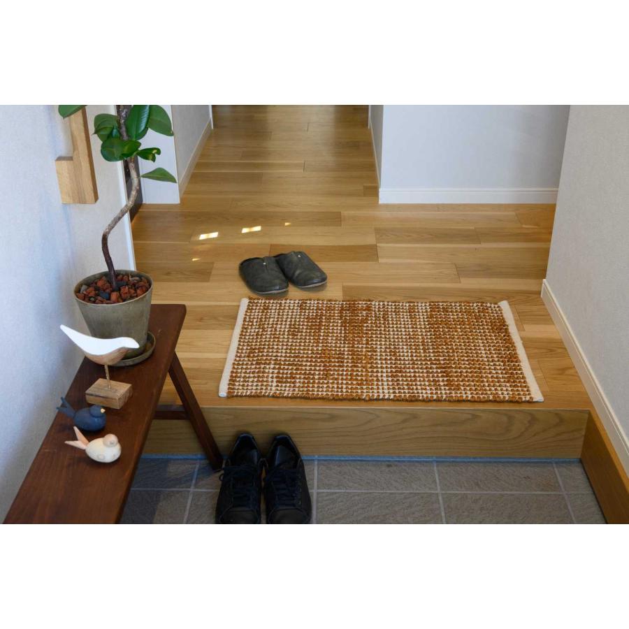ラグ カーペット キリム 50x80 秋 冬 手織り エコ素材 JURO PLAIN オレンジ 快適 おしゃれ 北欧 玄関 マット オールシーズン 絨毯 柔らかい 暖かい | EーBLIND | 01