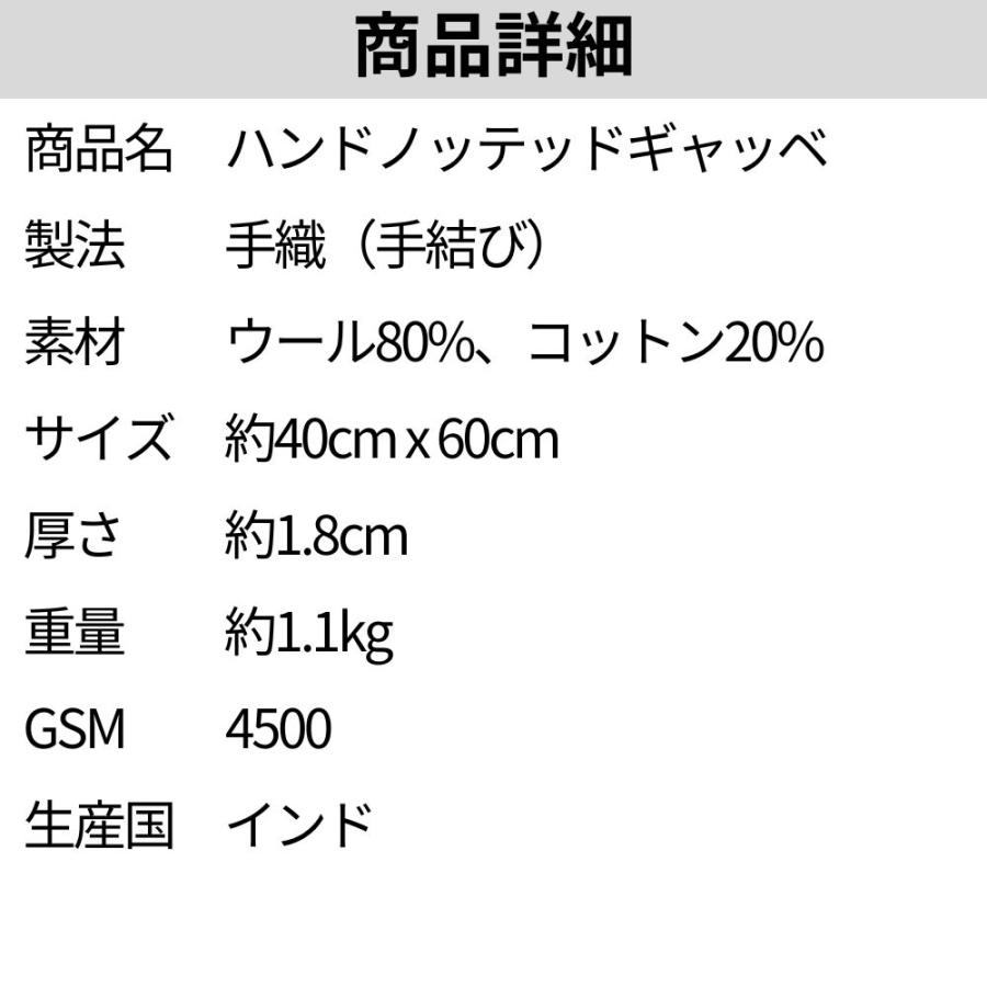 EーBLIND ラグ ギャッベ 60x120cm 高級手結び 秋 冬 快適 ウール