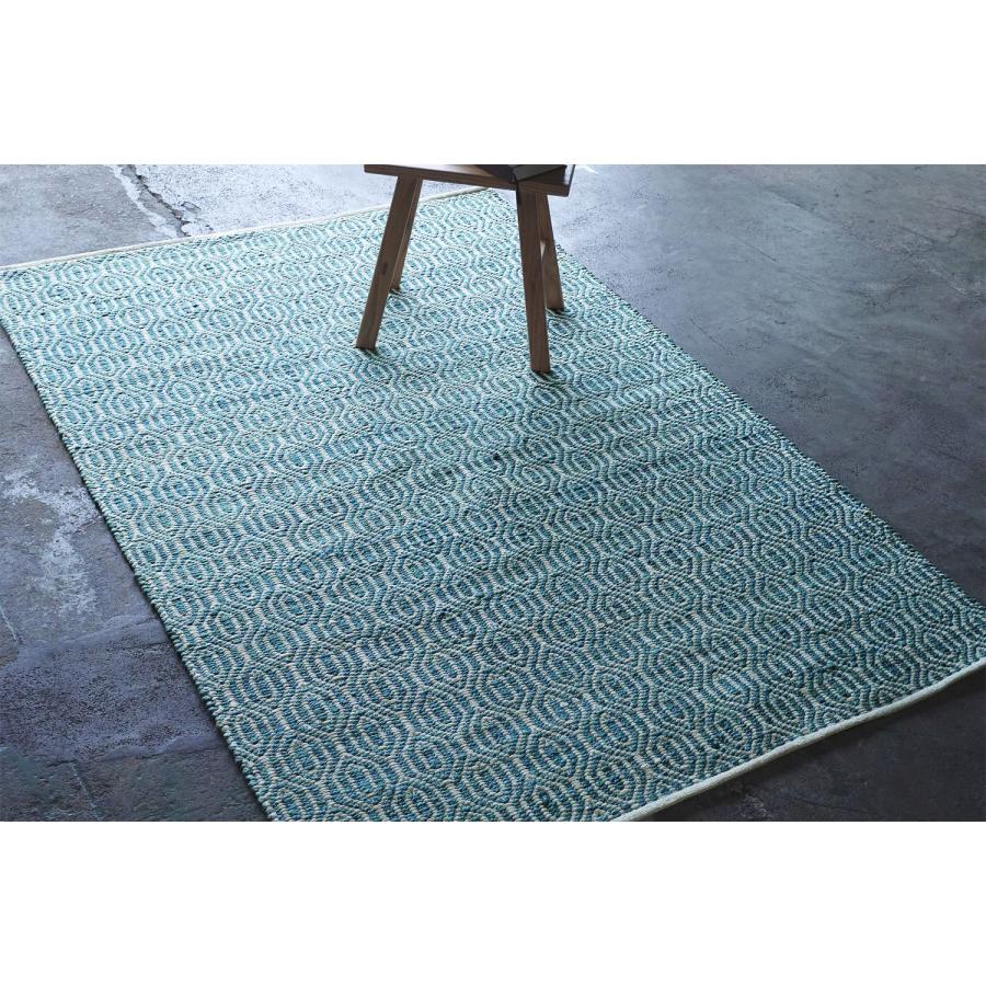 ラグ ラグマット 約2.5畳 160x230cm ライトブルー 平織り(手機) 絨毯 ジュート KRAFTO103 麻