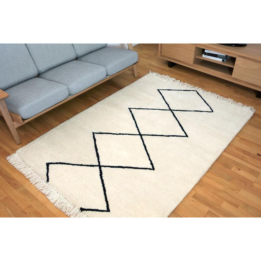 ラグ ラグマット 約1.5畳 140x200cm #02 タフテッド 絨毯 ウール MORACCAN 北欧 ベニワレン | EーBLIND