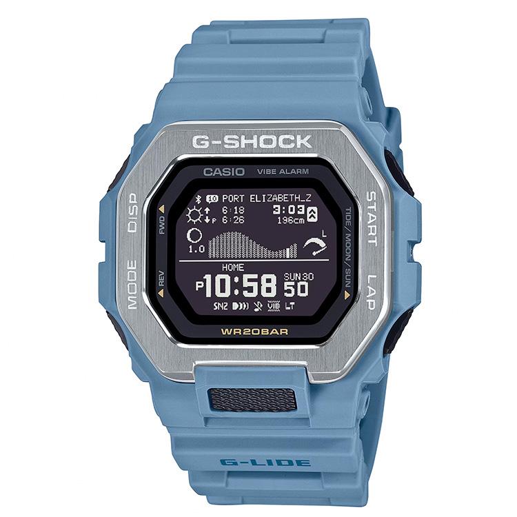 海のレジャーにおすすめ サーフィン マリンスポーツ サーフウォッチ アウトドア キャンプ 旅行 カジュアル G-SHOCK G-LIDE ジーショック カシオ レディース ボーイズサイズ デジタル 腕時計 スクエアモデル 誕生日 プレゼント ギフト 贈り物 オフホワイト G-SHOCK gショック G-LIDE スマホ連携 ブルー サーファー マリン