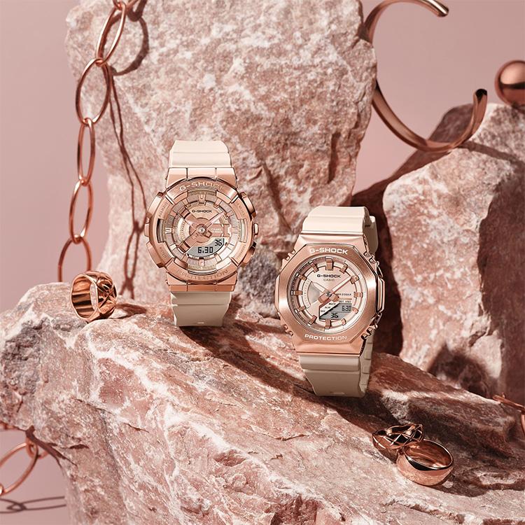 G-SHOCK Gショック WOMEN アナデジ メタルベゼル ピンクゴールド
