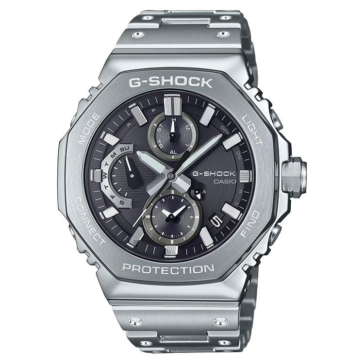 【新品未使用】CASIO G-SHOCK デジタル腕時計 シルバー/ブラック G-SHOCK gショック フルメタル クロノグラフ スマホ連携 ソーラー 八