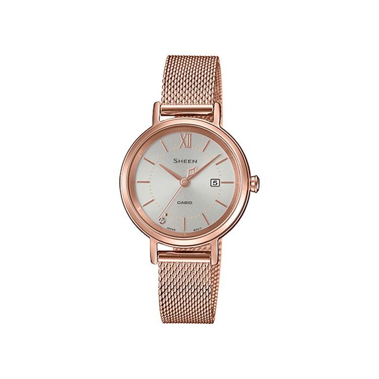 シーン SHEEN SHS-D300PGM-4AJF カシオ CASIO メッシュバンド クリスタル付き ピンクゴールド 腕時計 レディース
