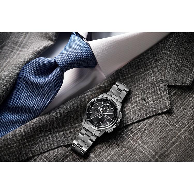 シチズン CITIZEN アテッサ ATTESA エコ・ドライブ 電波時計 月齢自動計算 ルナプログラム ムーンフェイズ メンズ 腕時計 BY1001-66Eの画像