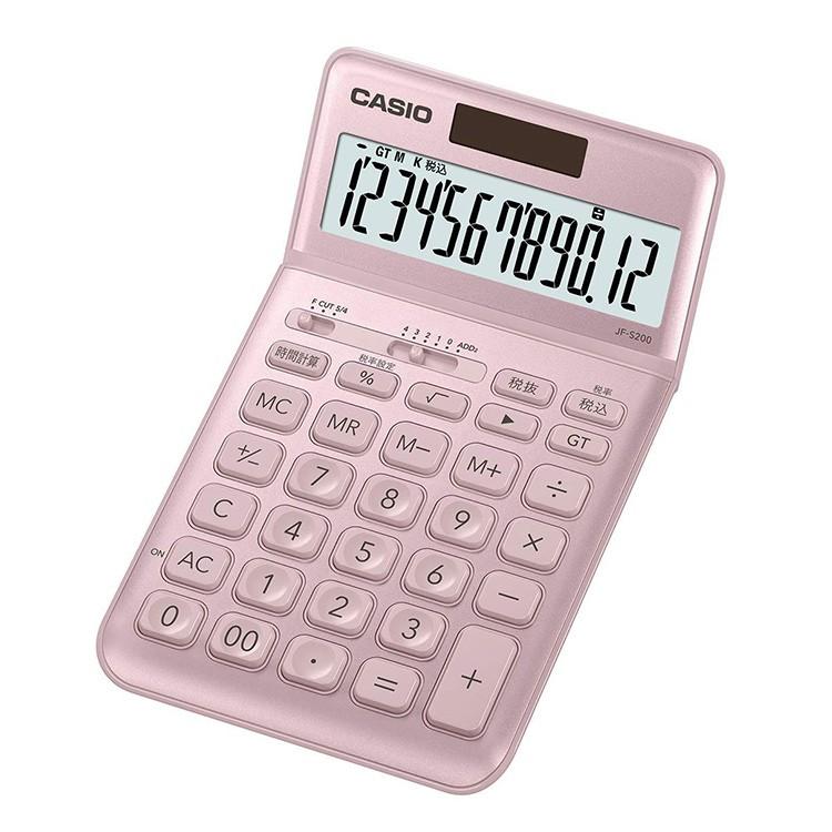 （訳ありセール 格安） スタイリッシュ電卓 JF-S200-PK-N カシオ CASIO ジャストタイプ 訳ありセール格安 時間計算 ピンク OL かわいい 税計算
