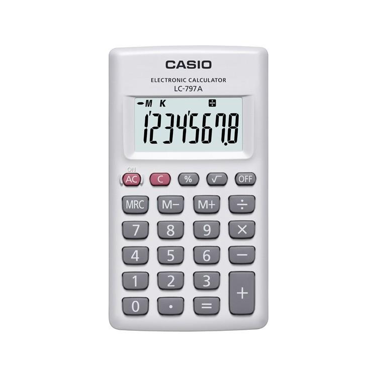 カード型電卓 LC-797A-N カシオ CASIO 小型 8桁表示 ゴムキー 電卓 小さい 携帯用 モバイル｜e-bloom