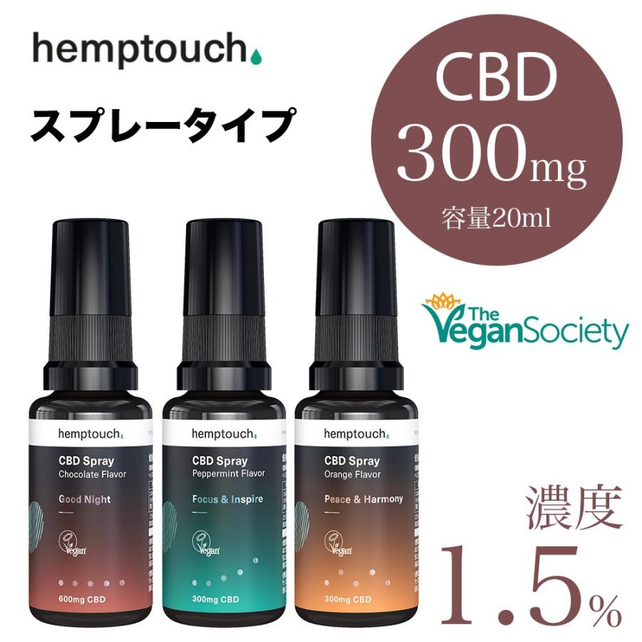CBD オイル 夜用 濃度 1.5% 300mg ヘンプタッチ スプレー 20ml