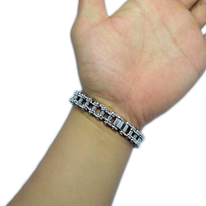 最高品質！バイクチェーンブレスレットM シルバー925【brace-277-B10