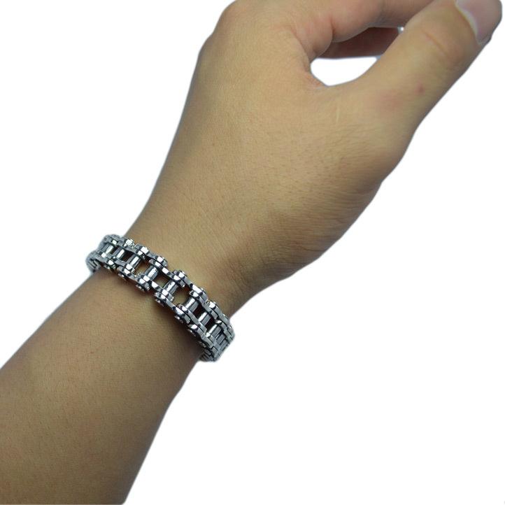 最高品質！バイクチェーンブレスレットM シルバー925【brace-277-B10